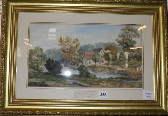 Frederick Davis, watercolour, Ludford Mill, Ludlow, signed, 9 x 16in.